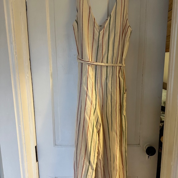 Striped Sleeveless Jumpsuit with Belt - Picture 4 of 4